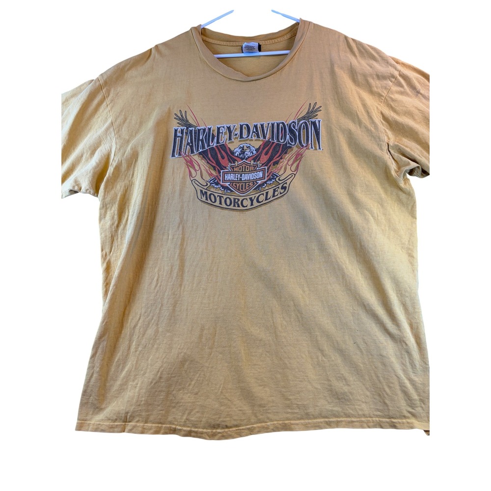 Harley Davidson Daytona Beach Eagle Graphic T-Shirt Yellow 3XL USA Made 2008